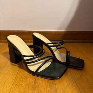SHEIN Black Strappy Block Heels